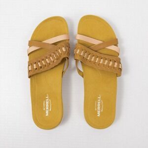 Merrell District Kempse Slide Slip On Sandals Womens 9 Gold Boho Granola Coastal